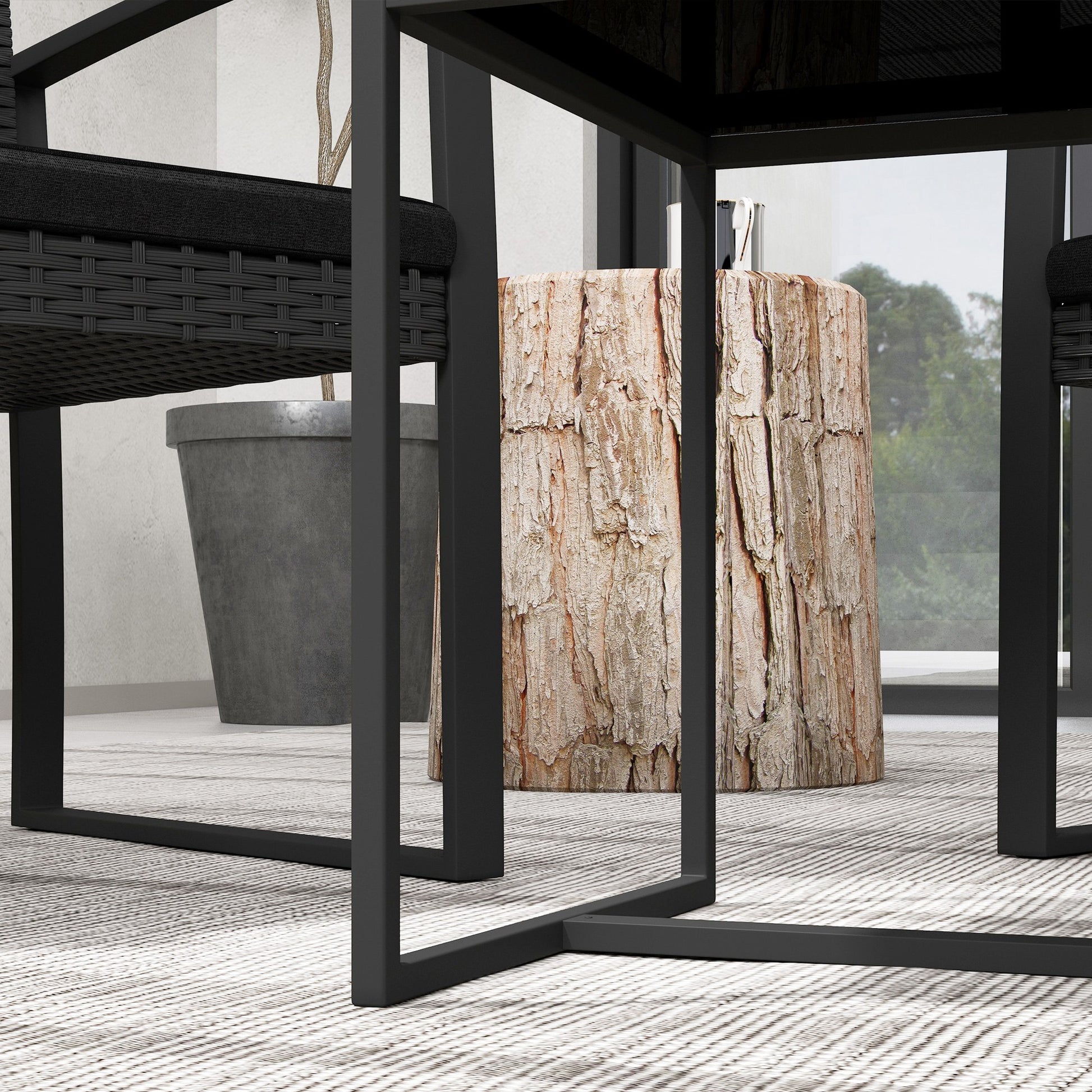 Outsunny Conjunto De Muebles De Jardín De Ratán Sintético Con Cojines Negro_3