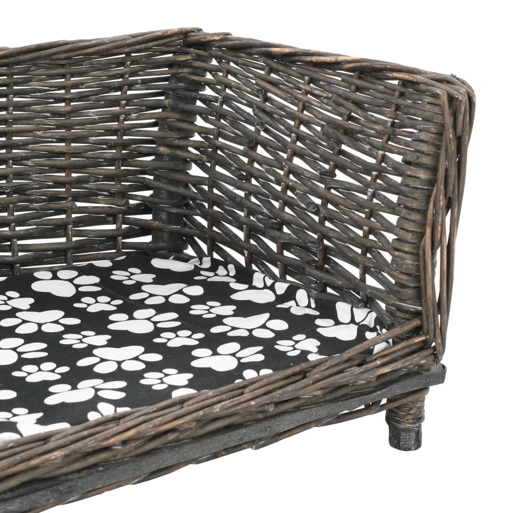 Vidaxl Cesta Para Perros Con Cojín Sauce Natural Gris 50x33x30 Cm_3