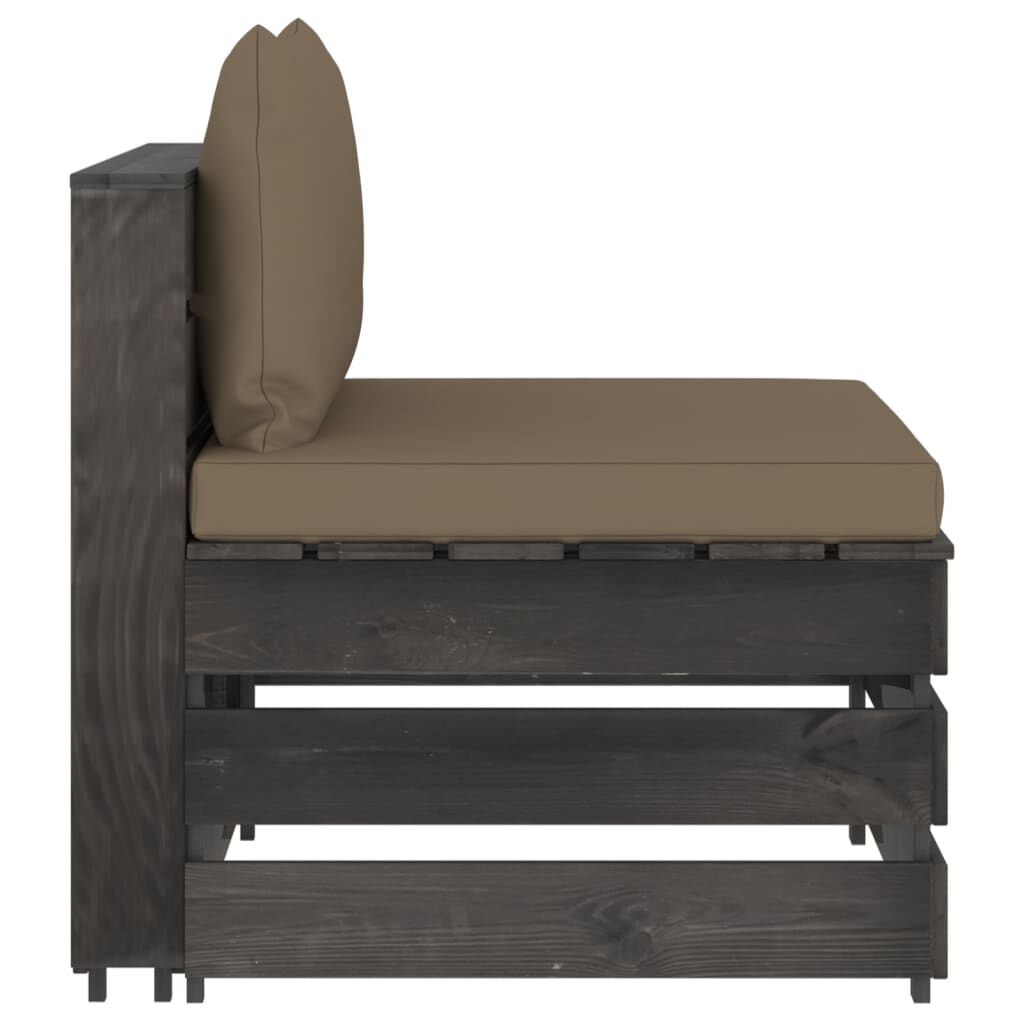 Vidaxl Muebles De Jardín 3 Piezas Con Cojines Madera Impregnada Gris_3