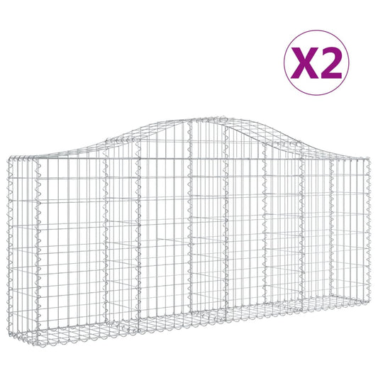 Cestas De Gaviones 2 Uds Forma De Arco Hierro 200x30x80/100 Cm_0