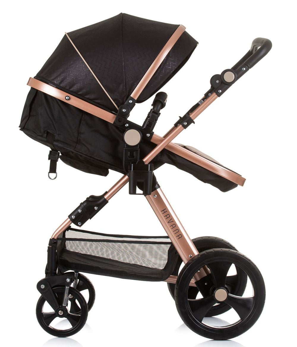 Carrito De Bebé Havana Trio Convertible Hasta 22 Kg Con Bolso Y Mosquitera Obsidian Gold_2