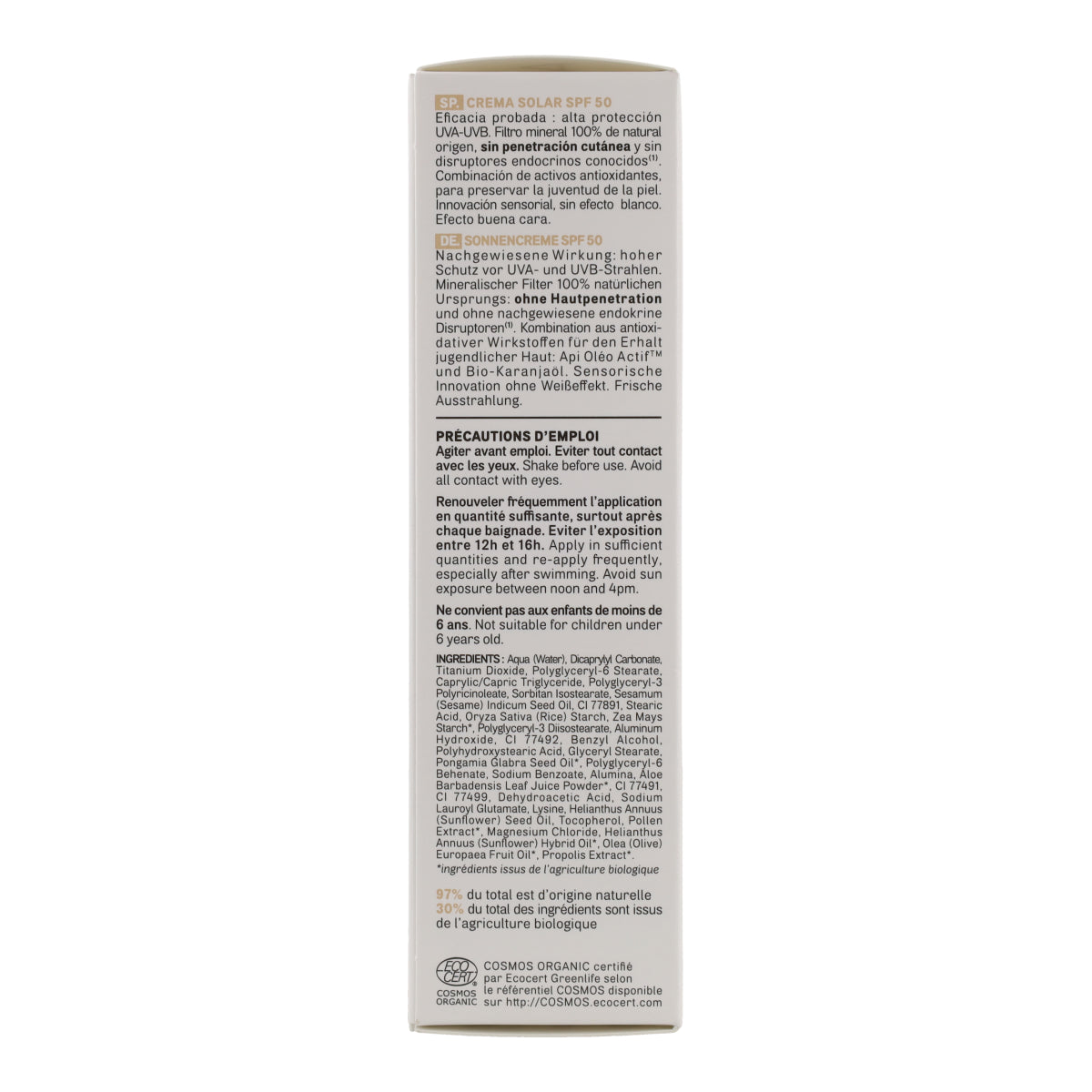 Crema facial color claro spf 50 Acorelle 50 ml