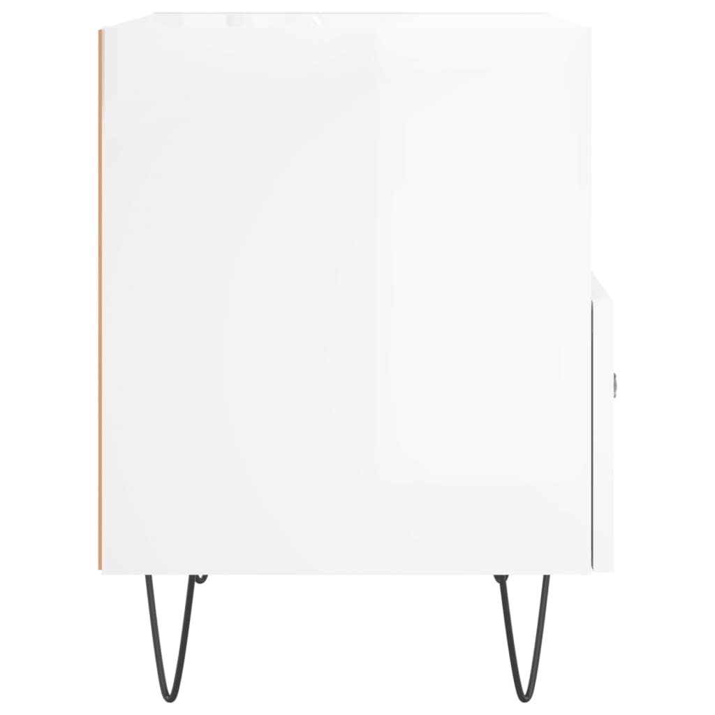 Mesita De Noche Madera De Ingeniería Blanco Brillo 40x35x47,5cm_3