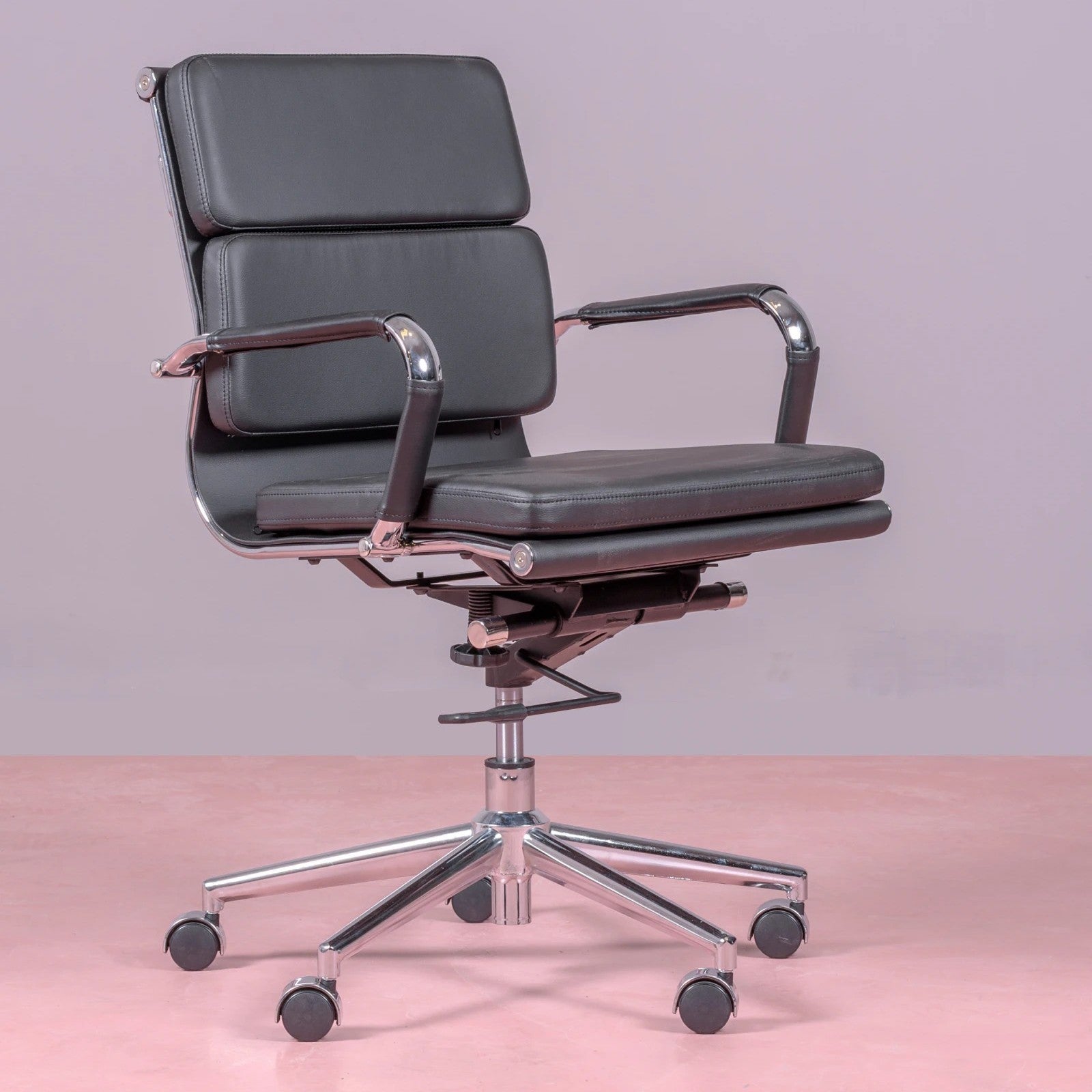Silla De Escritorio Con Ruedas Y Respaldo Acolchado En Polipiel - Alu S_0