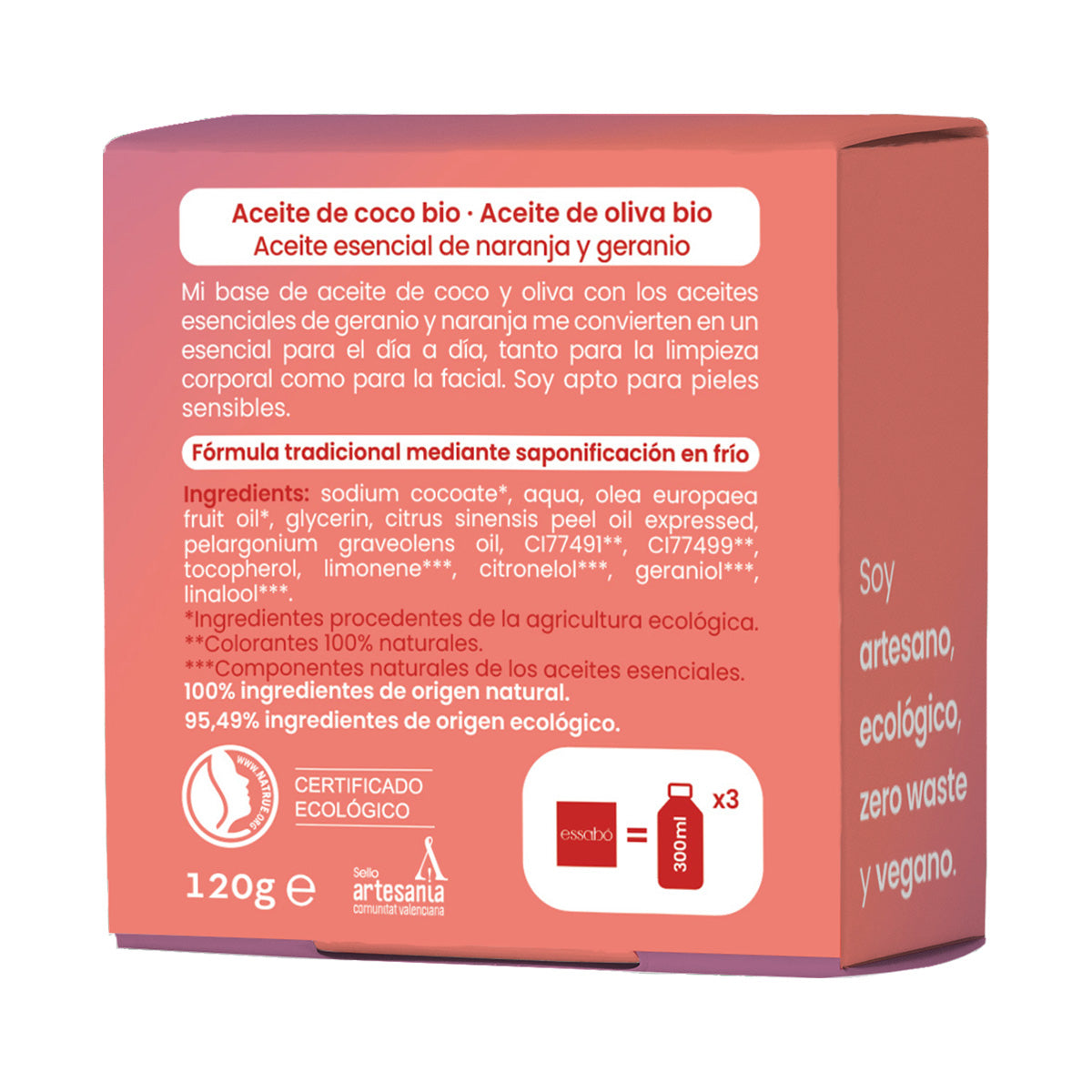 ESSABÓ Sabonete Sólido Orgânico Essencial Gerânio 120 g