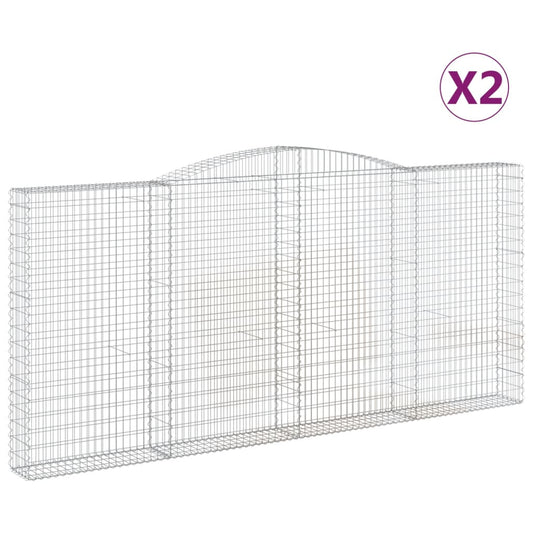 Cestas De Gaviones 2 Uds Forma De Arco Hierro 400x30x180/200 Cm_0