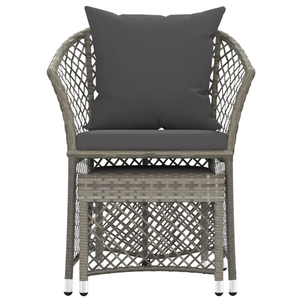 Vidaxl Set De Muebles De Jardín 2 Pzas Cojines Ratán Sintético Gris_3