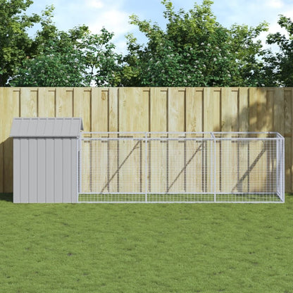 Vidaxl Caseta Perros Tejado Acero Galvanizado Gris Claro 117x405x123cm_1