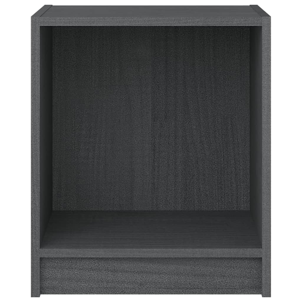 Mesita De Noche Madera Maciza De Pino Gris 35,5x33,5x41,5 Cm_2