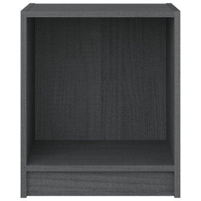 Mesita De Noche Madera Maciza De Pino Gris 35,5x33,5x41,5 Cm_2