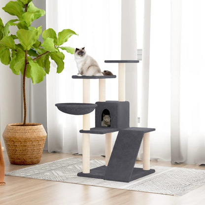 Vidaxl Rascador Para Gatos Con Postes De Sisal Gris Oscuro 94 Cm_1