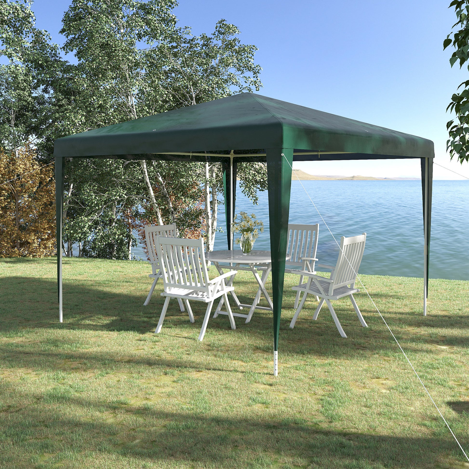 Outsunny Carpa Desmontable 3x3 M Con 4 Orificios De Drenaje Y Marco De Acero_1