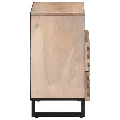 Mesita De Noche De Madera Maciza De Mango Rugosa 50x34x62 Cm_2