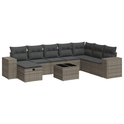 Set De Sofás De Jardín Con Cojines 9 Pzas Ratán Sintético Gris / Vetonek_3
