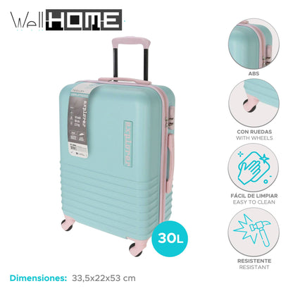 Well Home Maleta En Abs 4 Ruedas Color Menta Y Rosa 33,5x22x53cm_1