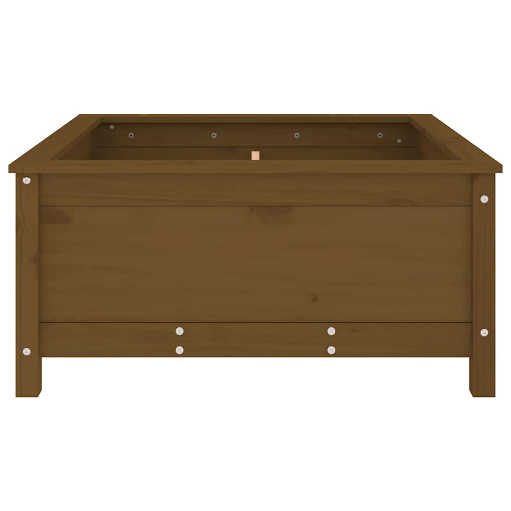Jardinera Madera Maciza De Pino Marrón Miel 82,5x82,5x39 Cm_4