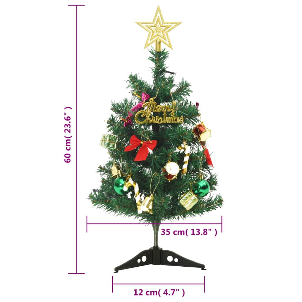 Vidaxl Mini Árbol De Navidad Artificial Con 30 Luces Led Verde 60 Cm_2