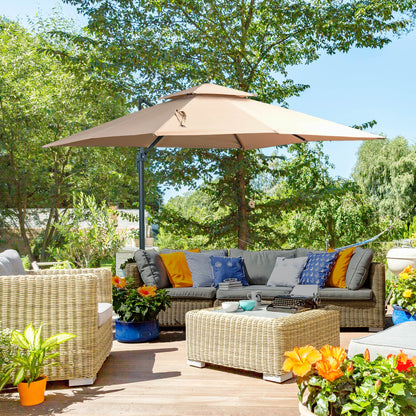 Outsunny Sombrilla De Jardín Ø300 Cm Aluminio Giratorio 360° Con Manivela Caqui_1