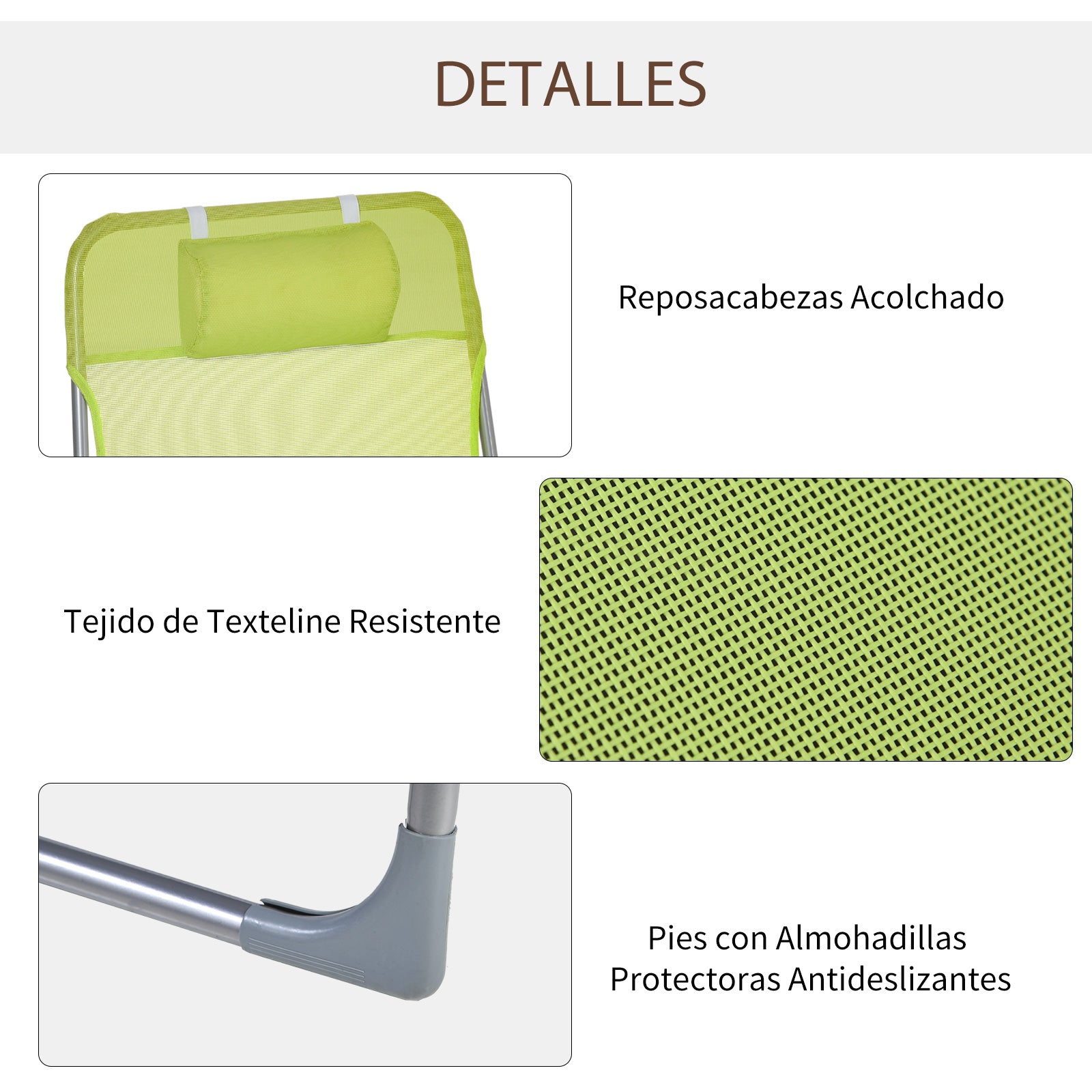 Outsunny Tumbona Plegable Y Reclinable Con Reposacabezas Y Respaldo Ajustable_5