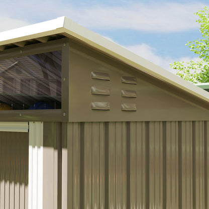 Caseta De Jardín Outsunny Acero Galvanizado Marrón 195x122x182 Cm_3