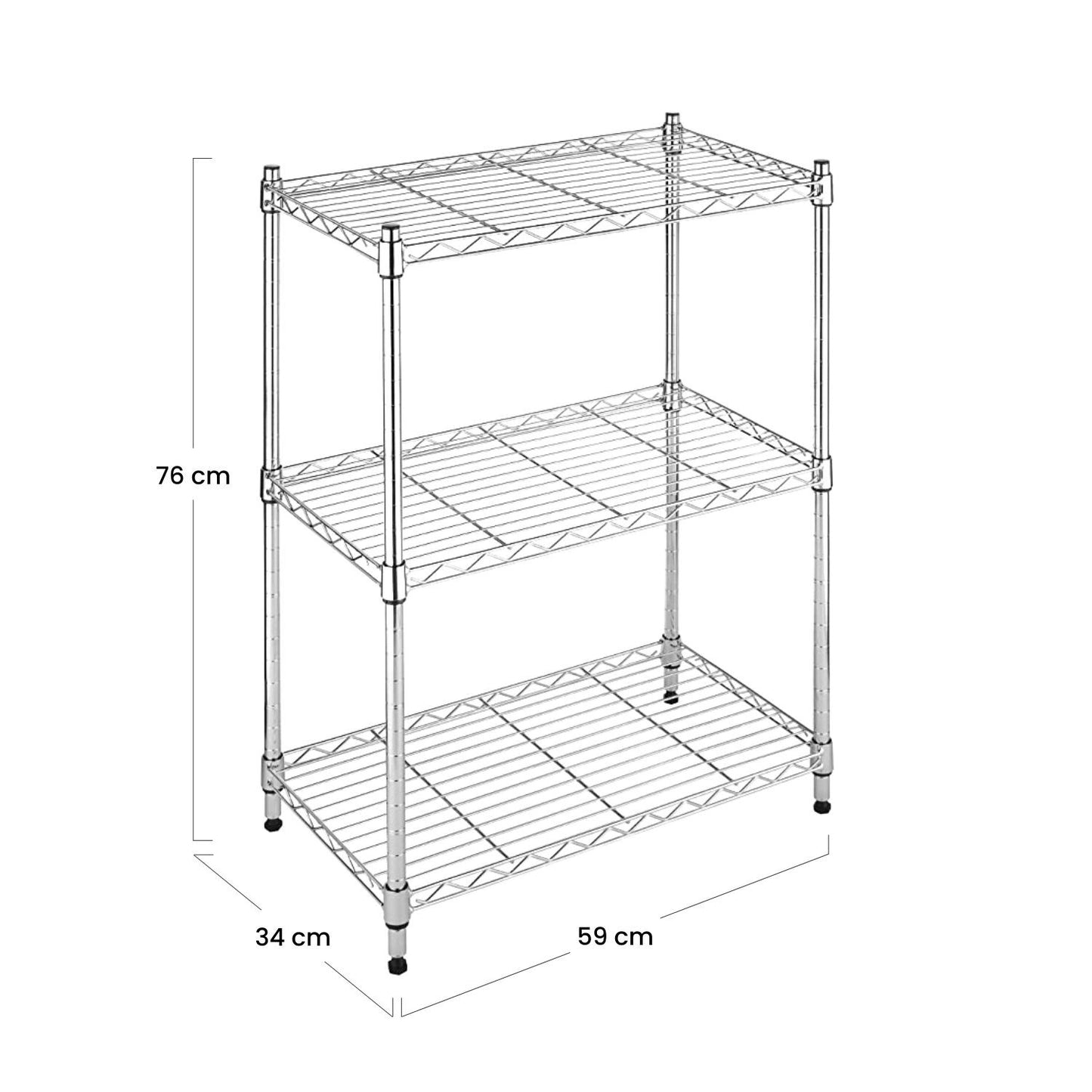 Estantería Metálica Con 3 Baldas Ajustables 76.2x58.9x34cm 240kg 7house_4