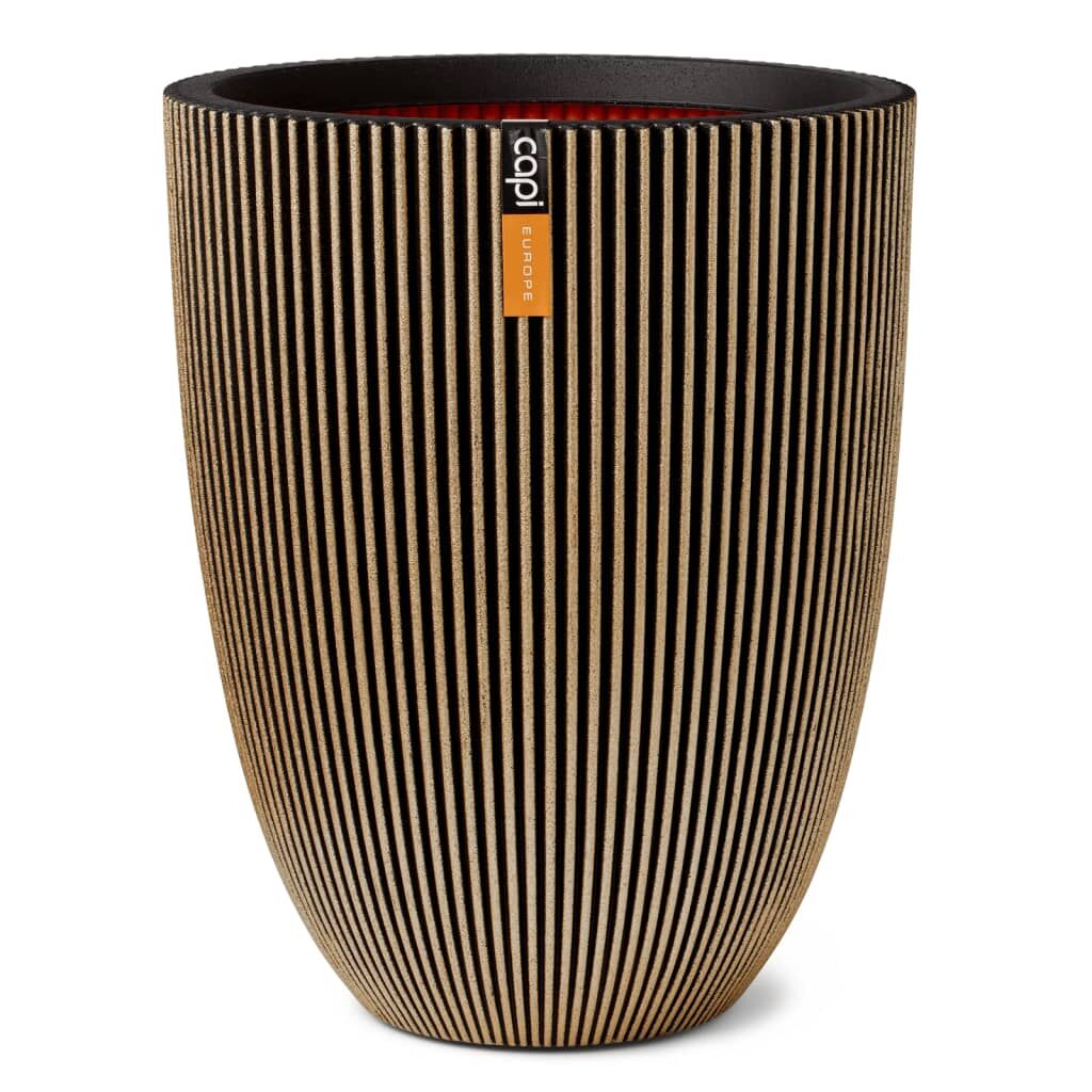 Capi Jarrón Elegante Groove Negro Y Dorado 34x46 Cm_0