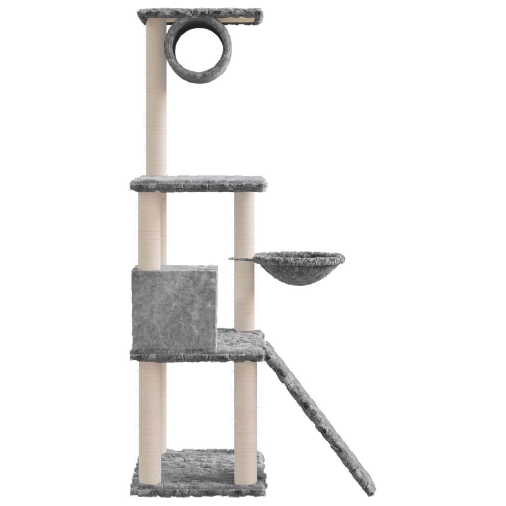 Rascador Para Gatos Con Postes De Sisal Gris Claro 131 Cm_3