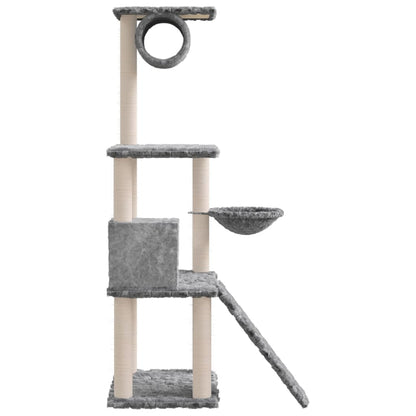 Rascador Para Gatos Con Postes De Sisal Gris Claro 131 Cm_3