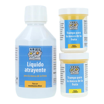 Conjunto de armadilhas para moscas da fruta Áries 2 armadilhas + 1 frasco de 250 ml