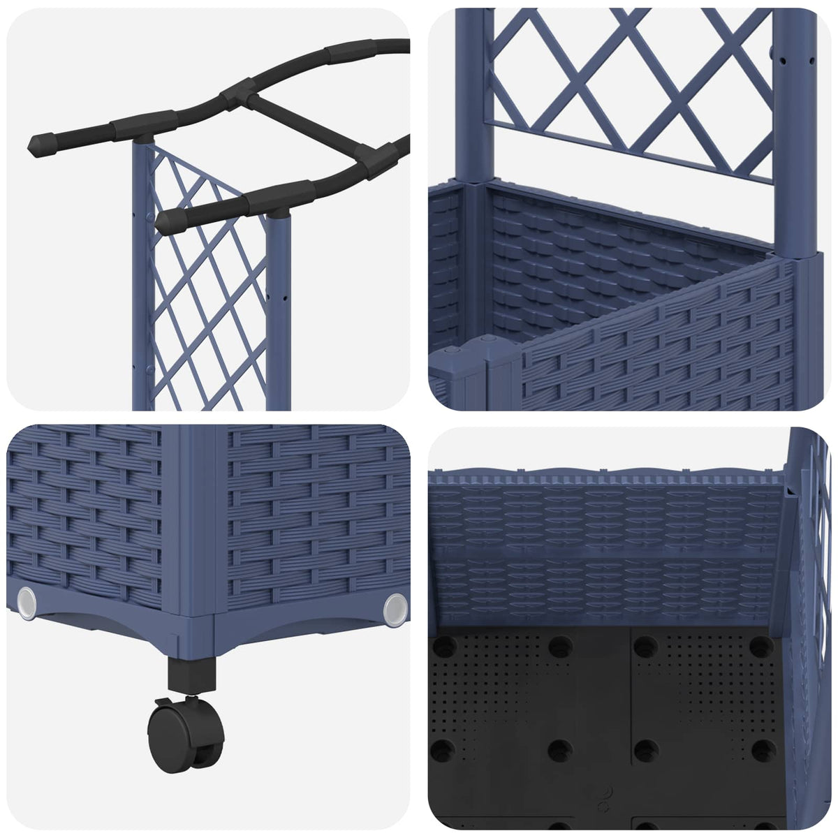 Cama Elevada Con Trellis Y Techo Gris 169 X 40 X 129 Cm Pp_5