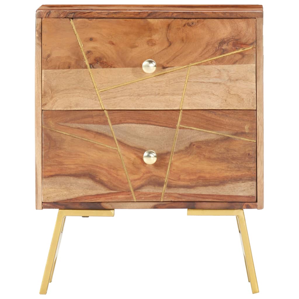 Mesita De Noche De Madera Maciza De Sheesham 40x30x50 Cm_0