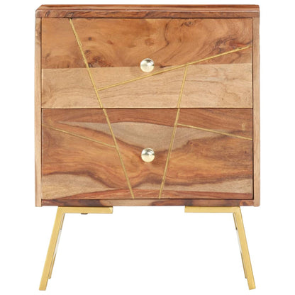 Mesita De Noche De Madera Maciza De Sheesham 40x30x50 Cm_0