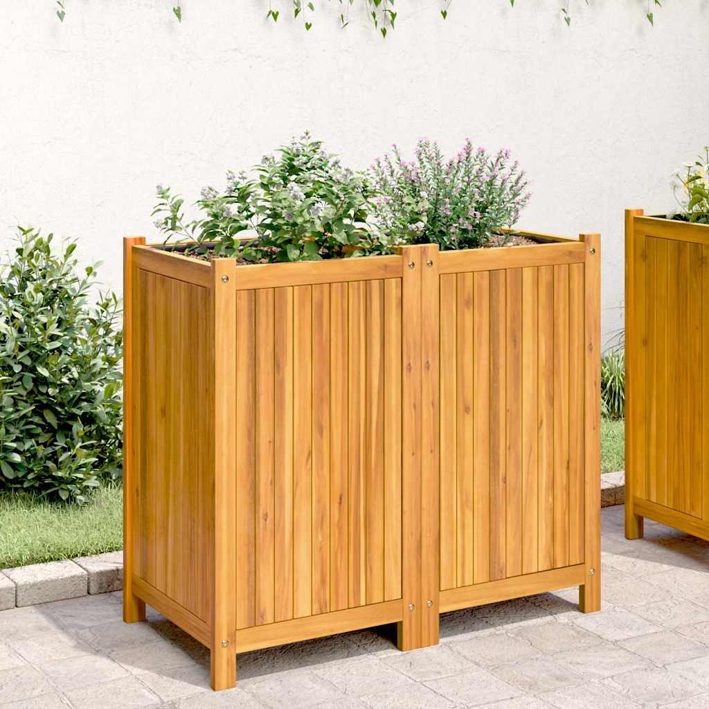 Jardinera Con Forro Madera Maciza De Acacia 84x42x75 Cm_2