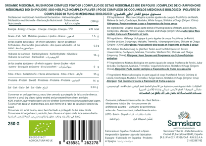 Complejo De Setas Hongos Medicinales En Polvo Bio - 500g (2 X 250g Envases Retail) | Complejo De Hongos Ecológico Vegano_1