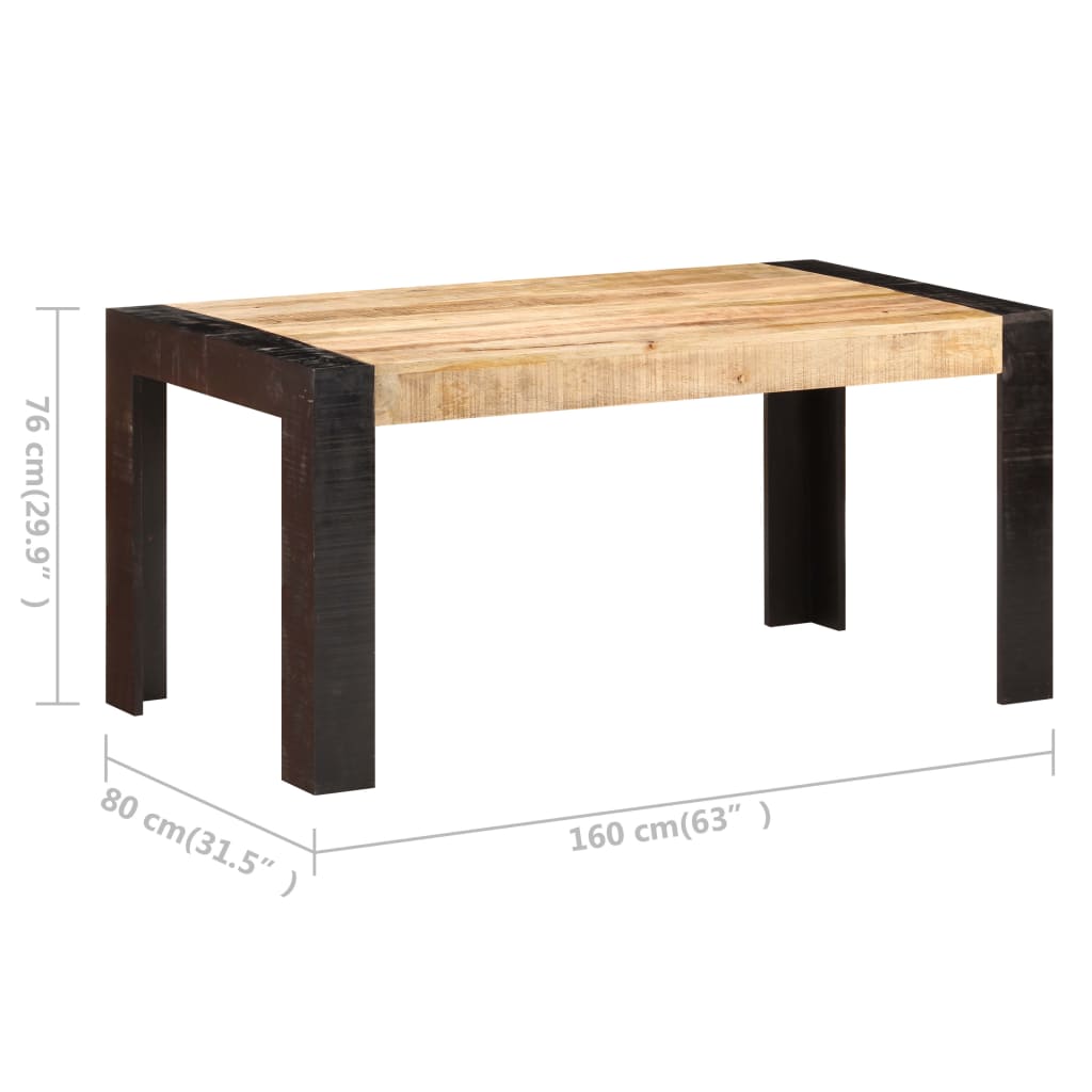 Mesa De Comedor De Madera Maciza De Mango 160x80x76 Cm_4
