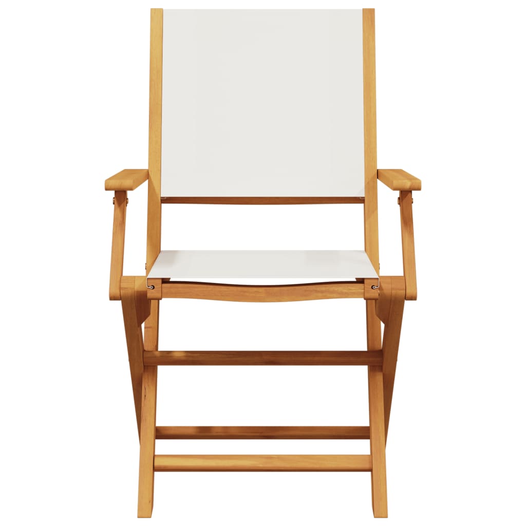 Set De Comedor De Jardín 5 Pzas Tela Madera Maciza Blanco Crema / Vetonek_3
