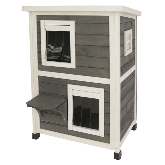 Kerbl Casa Para Gatos De Exterior Family Gris Y Blanco 57x55x80 Cm_0