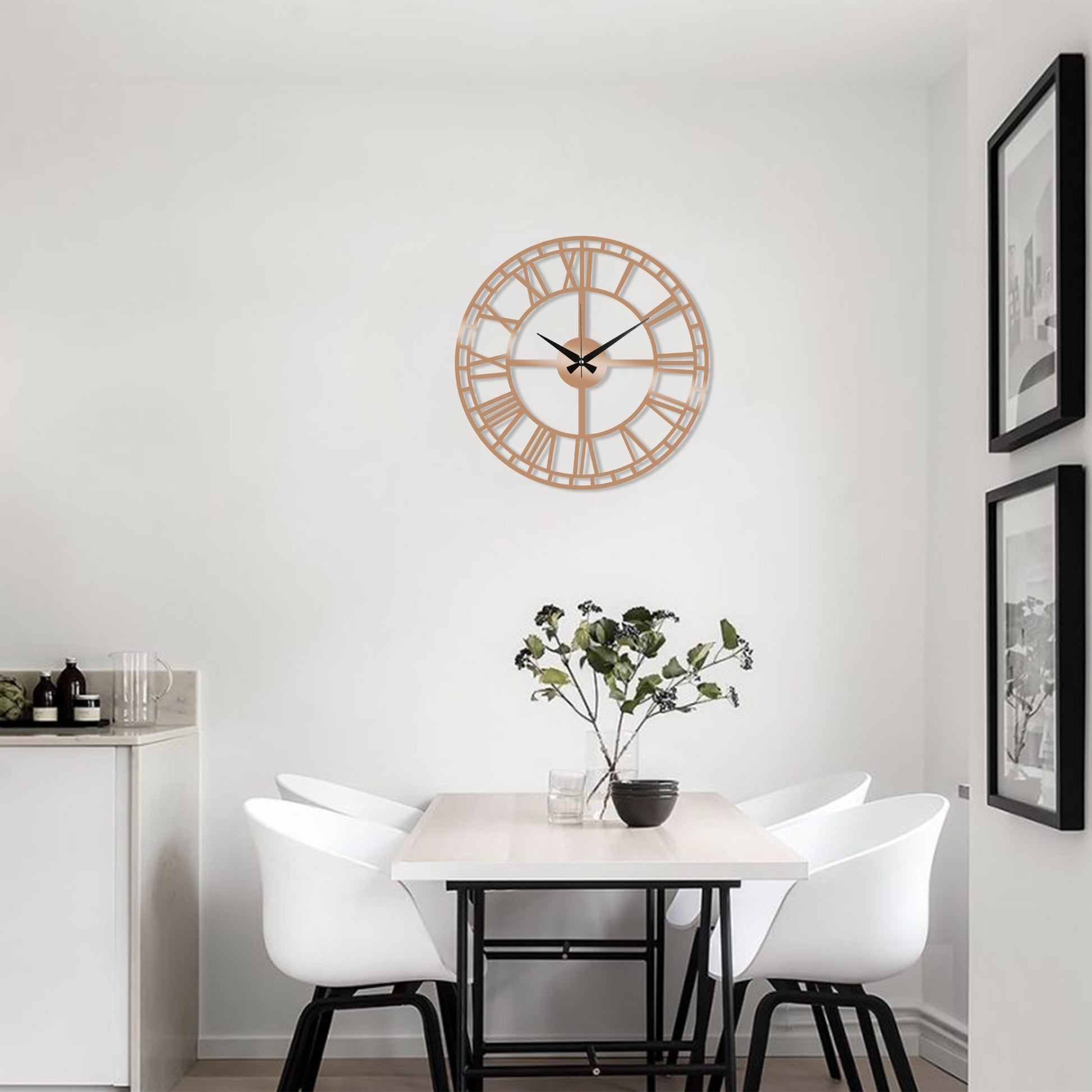 Reloj De Pared Circular Metal Números Romanos Cobre_3