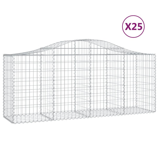 Cestas De Gaviones 25 Uds Forma De Arco Hierro 200x50x80/100 Cm_0
