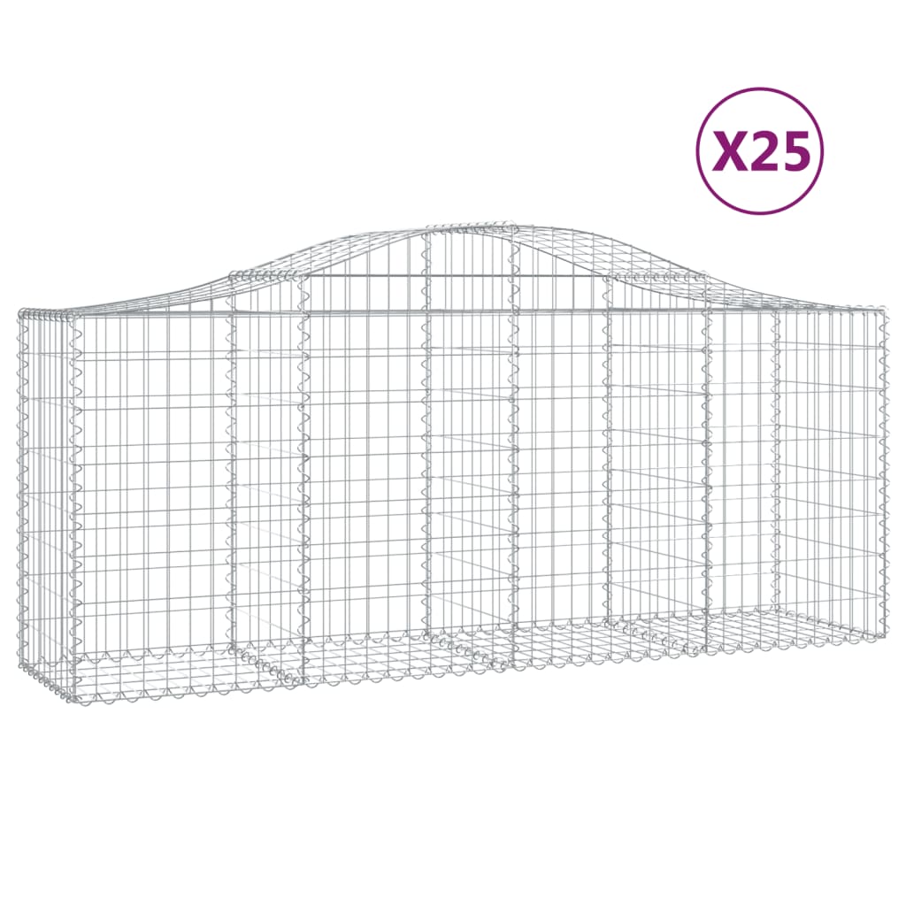Cestas De Gaviones 25 Uds Forma De Arco Hierro 200x50x80/100 Cm_0