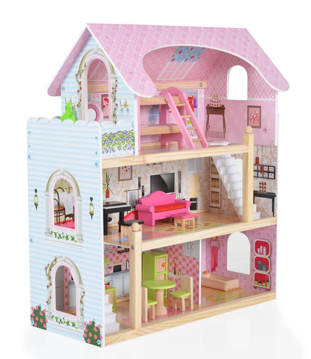 Casita De Muñecas De Madera Mila Con Accesorios_0