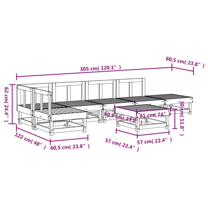 Vidaxl Juego De Muebles De Jardín 7 Piezas Madera Maciza De Pino Gris_2