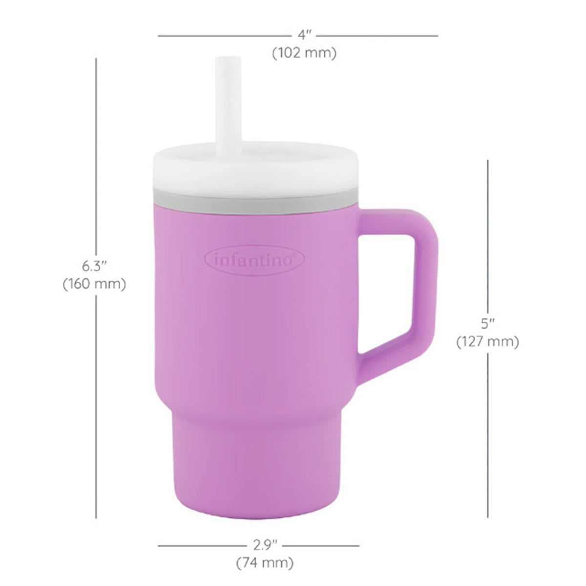 Infantino Mi Primer Vaso, Pajita Resistente Y Asa Para Niños Pequeños, Fácil De Limpiar, 250ml, Lila_2