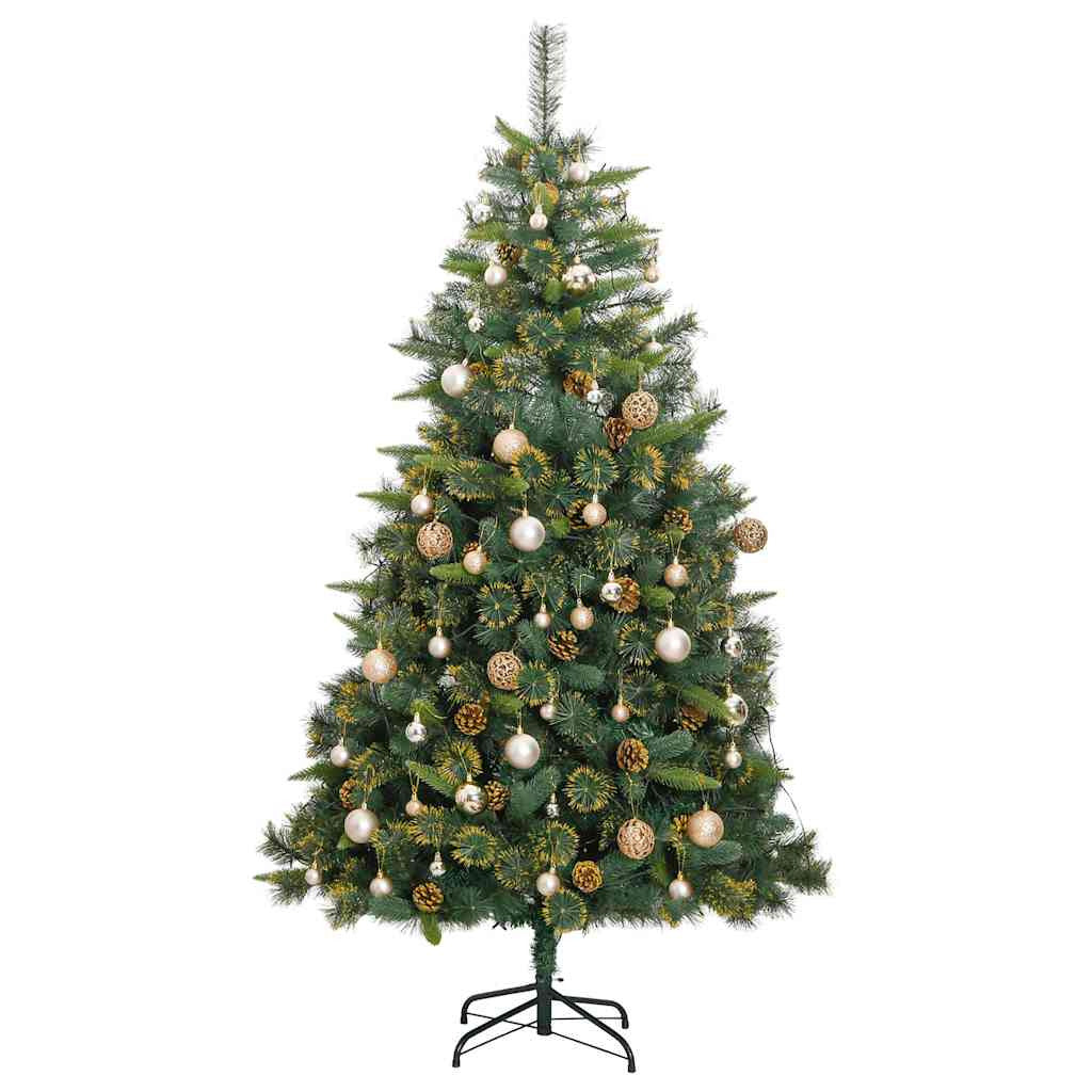 Vidaxl Árbol De Navidad Artificial Con Bisagras 300 Led Y Bolas 240 Cm_3