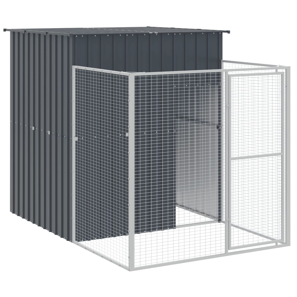 Caseta Perros Con Corral Acero Galvanizado Gris 165x659x181 Cm_5