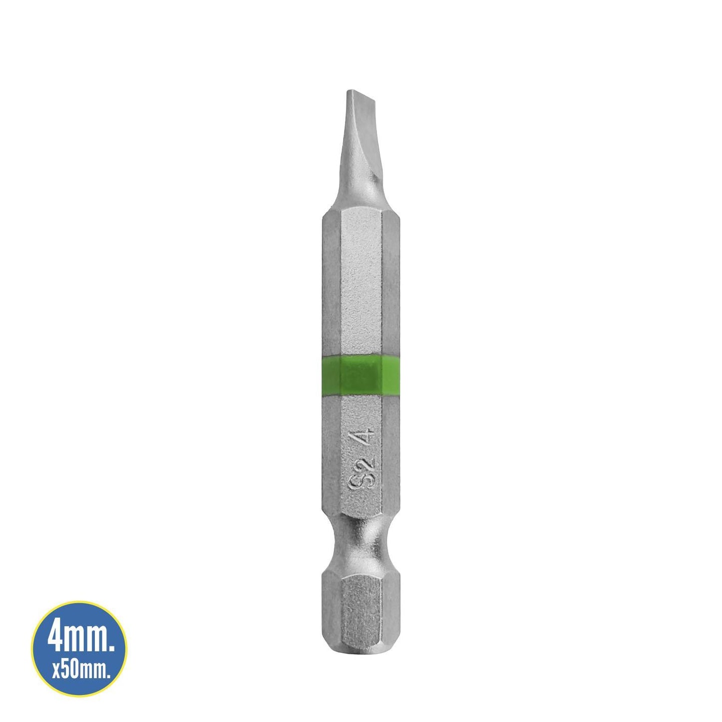 Puntas Destornillador Largo Plano 4 Mm. (2 Piezas). Acero S2 Al Cromo Vanadio. Puntas Hexagonales, Destorpuntas,
