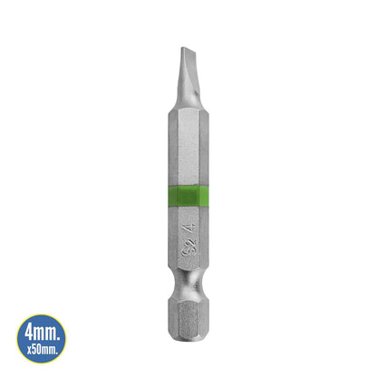 Puntas Destornillador Largo Plano 4 Mm. (2 Piezas). Acero S2 Al Cromo Vanadio. Puntas Hexagonales, Destorpuntas,