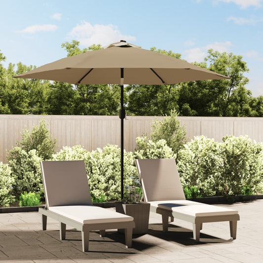 Vidaxl Sombrilla De Jardín Con Luces Led Palo De Acero Taupe 300cm_0