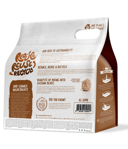 Kit de areia para gatos Eco 2nd Chance - Grãos de café (natural) 2,5 kg de sementes de café, ervilha e mandioca