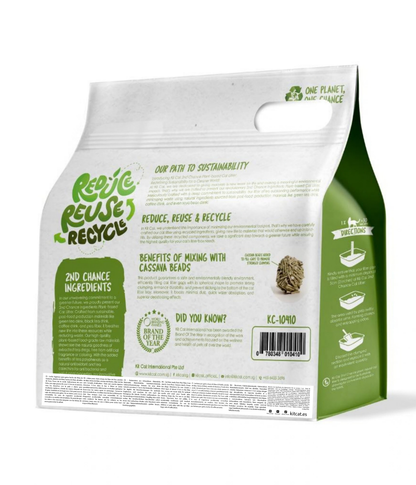 Kit de areia para gatos Eco 2nd Chance - Chá verde 2,5 kg Folhas de chá verde, ervilha e mandioca